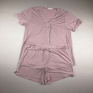Barefoot Dreams Luxe Milk Jersey Pajama Set Womens Medium PinkShort Set 0057